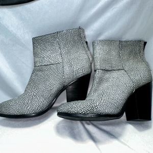 RAG & BONE Grey Crackled Pebble Newbury Ankle Boots Metallic 40 Rur 8.5 US